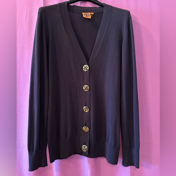 Tory Burch Navy Blue Cardigan Size L - Picture 1 of 8